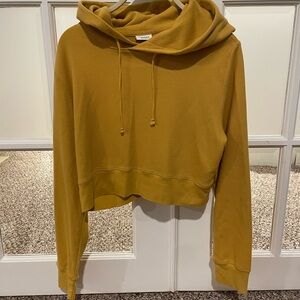 Sunday Best Yellow Cropped Waffle Hoodie